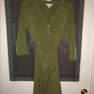Olive Green Belted Dress